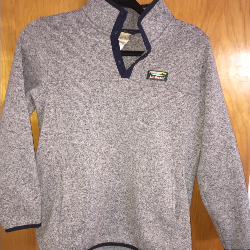 L.L. Bean Gray Sweater Fleece Pullover